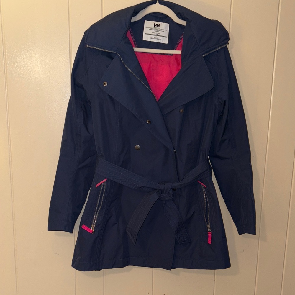 Helly Hansen Women's Blue Rain Coat with Pink Details